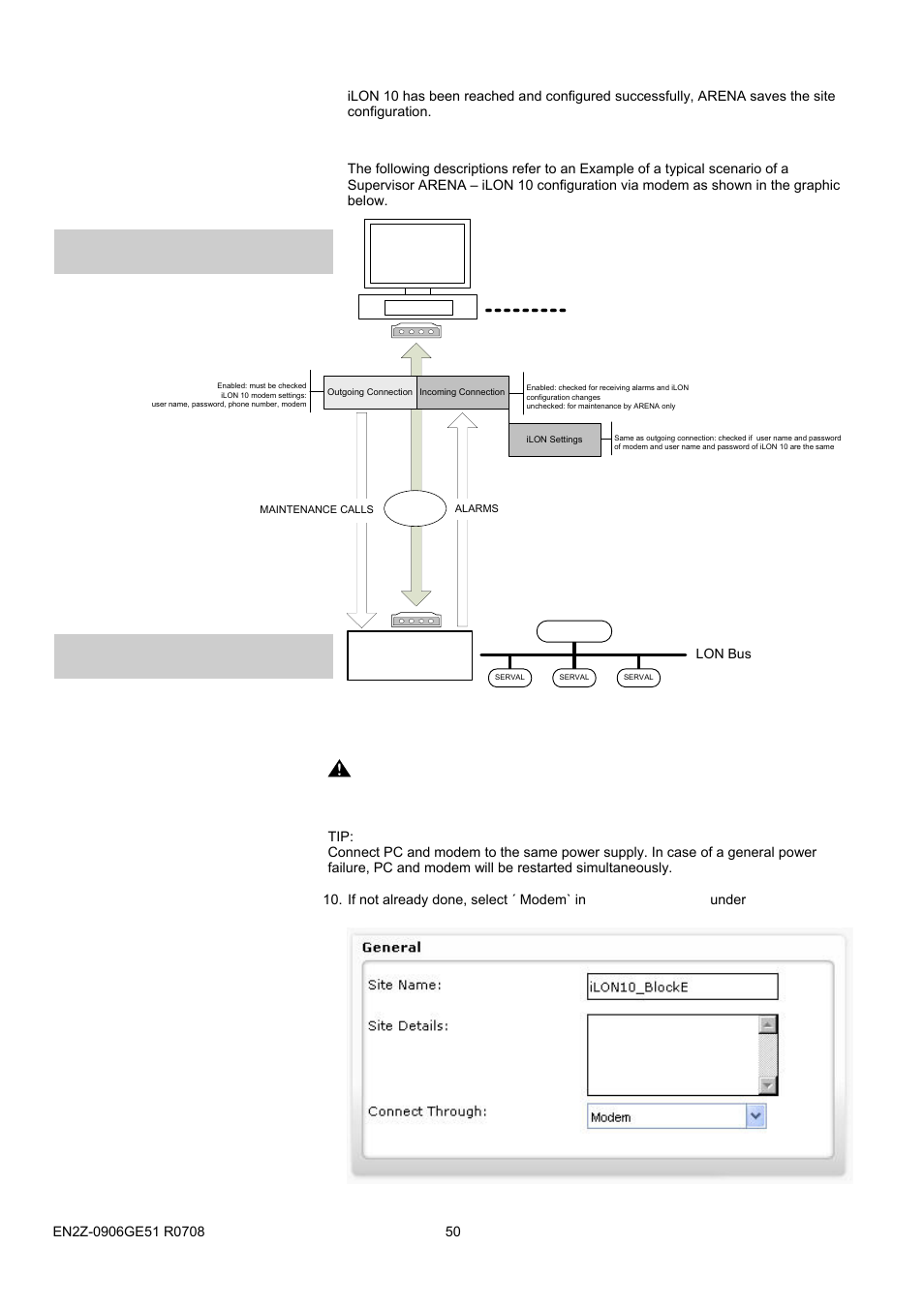 Caution, Monitoring (home) site (a), Remote site (b) | Honeywell EN2Z-0906GE51 R0708 User Manual | Page 50 / 160