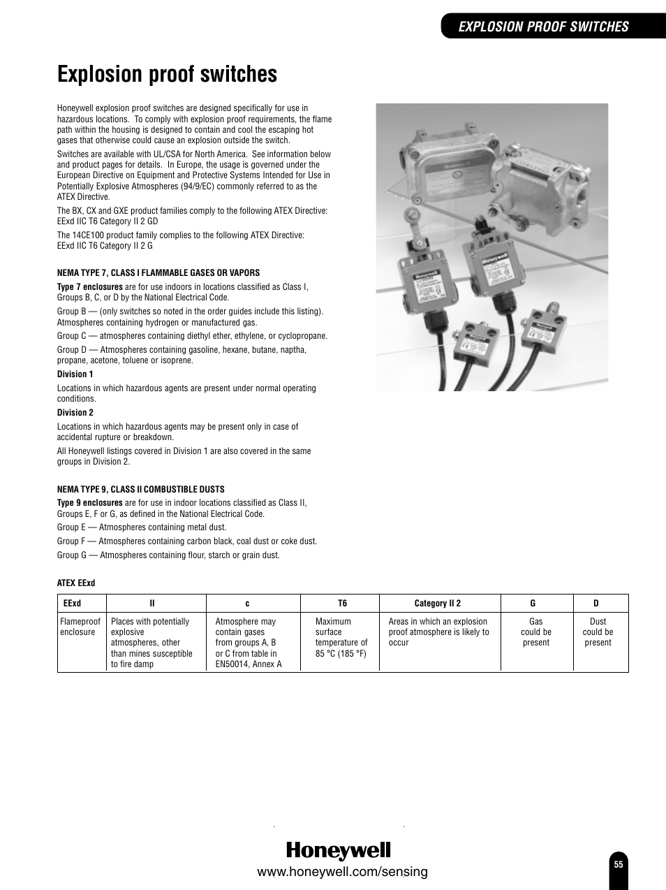 Explosion proof switches | Honeywell Switches and Sensors User Manual | Page 57 / 148