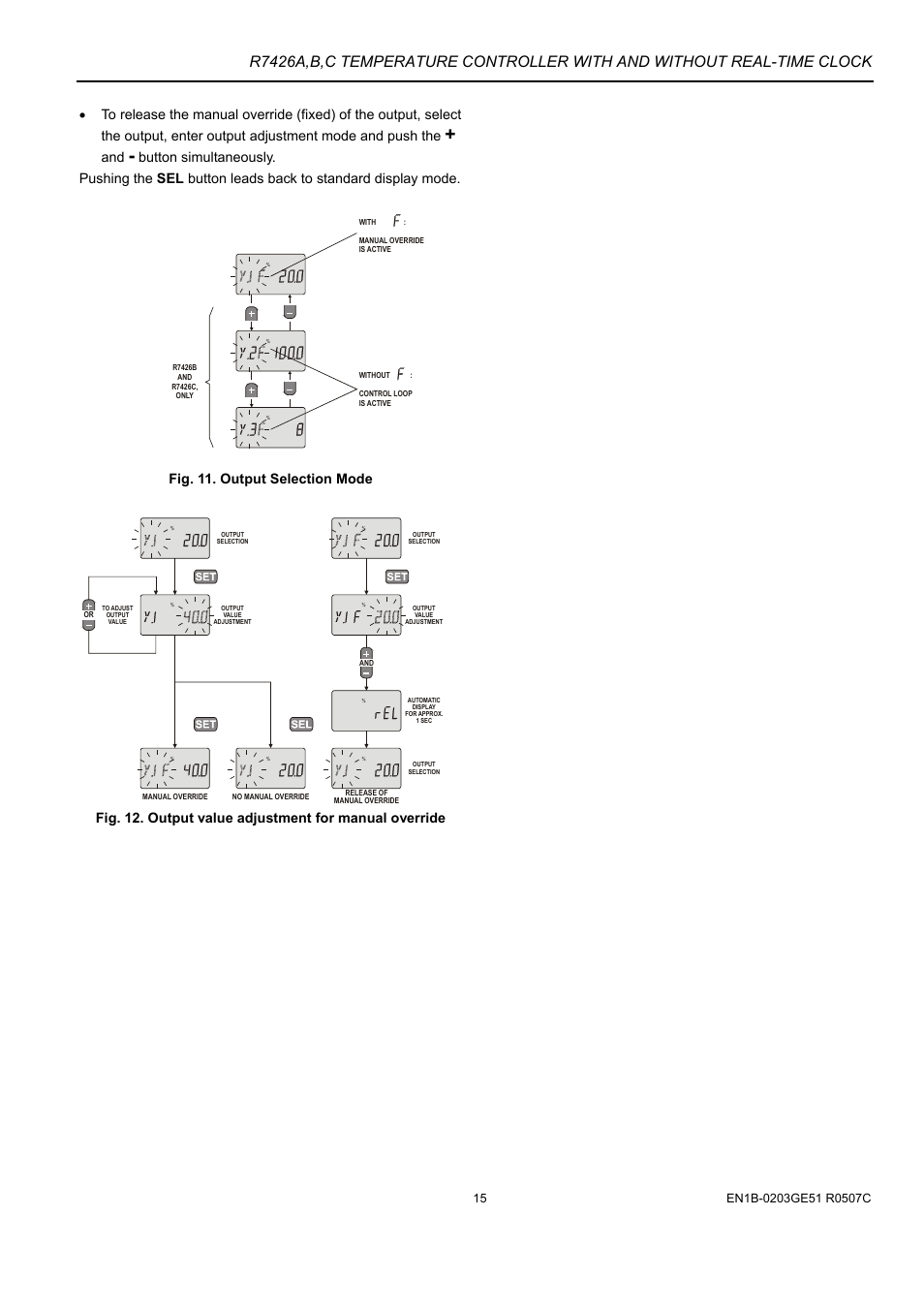 Fig. 11. output selection mode | Honeywell MICRONIK 200 R7426A User Manual | Page 15 / 20