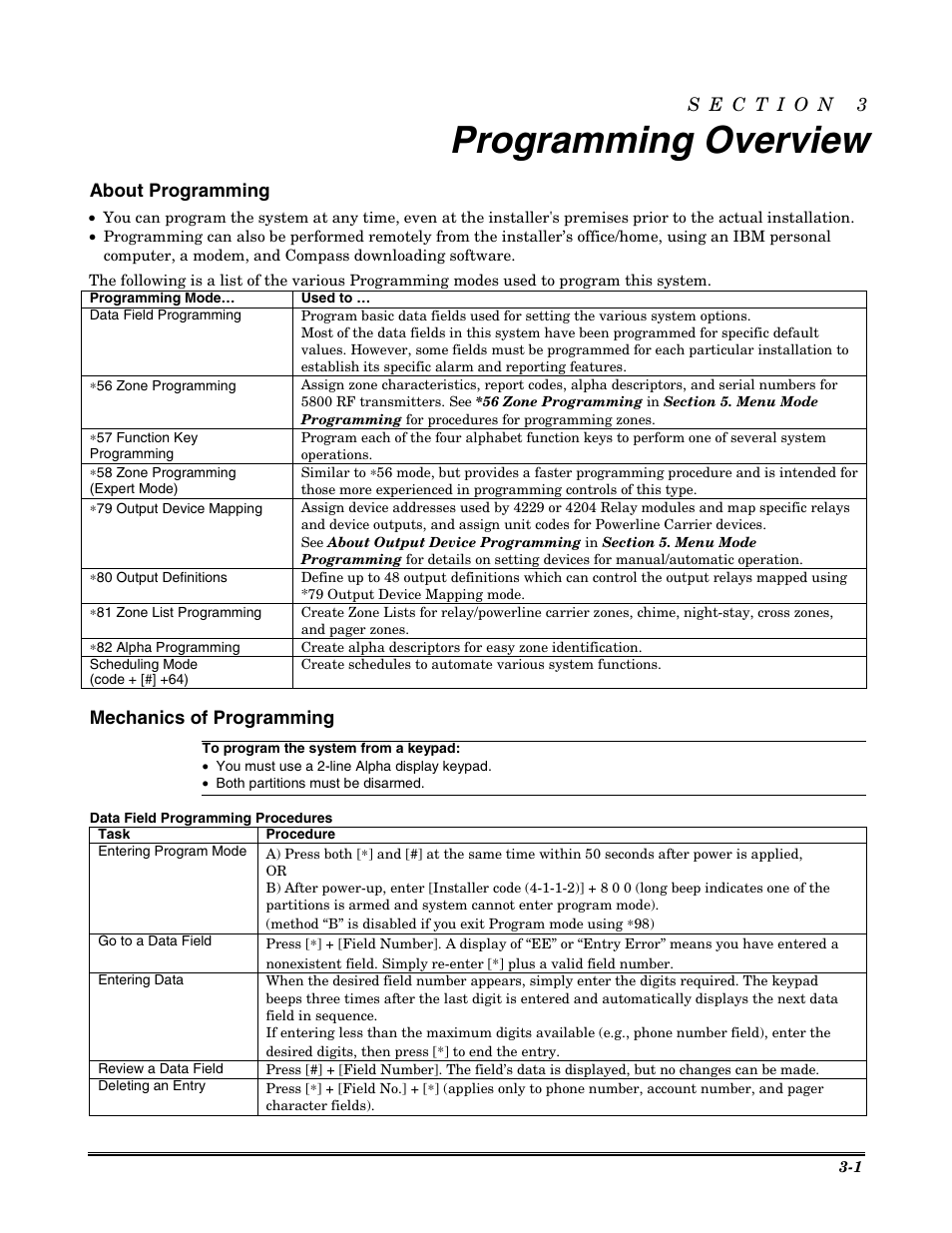 Programming overview, About programming, Mechanics of programming | Honeywell VISTA-20P User Manual | Page 21 / 80