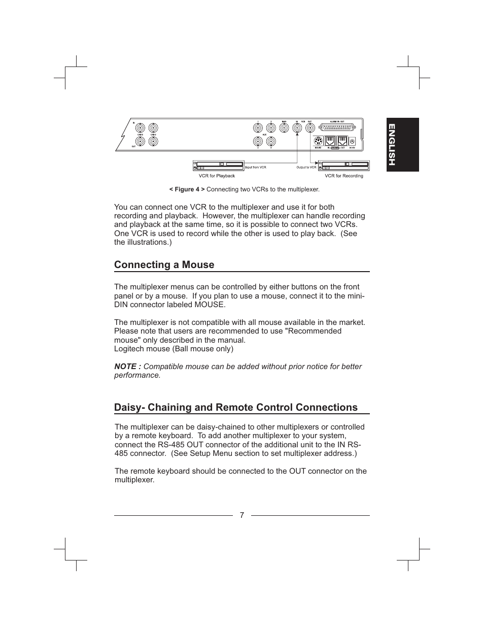 Connecting a mouse, Daisy- chaining and remote control connections | Honeywell HXMT9 / HXMT9X User Manual | Page 21 / 102