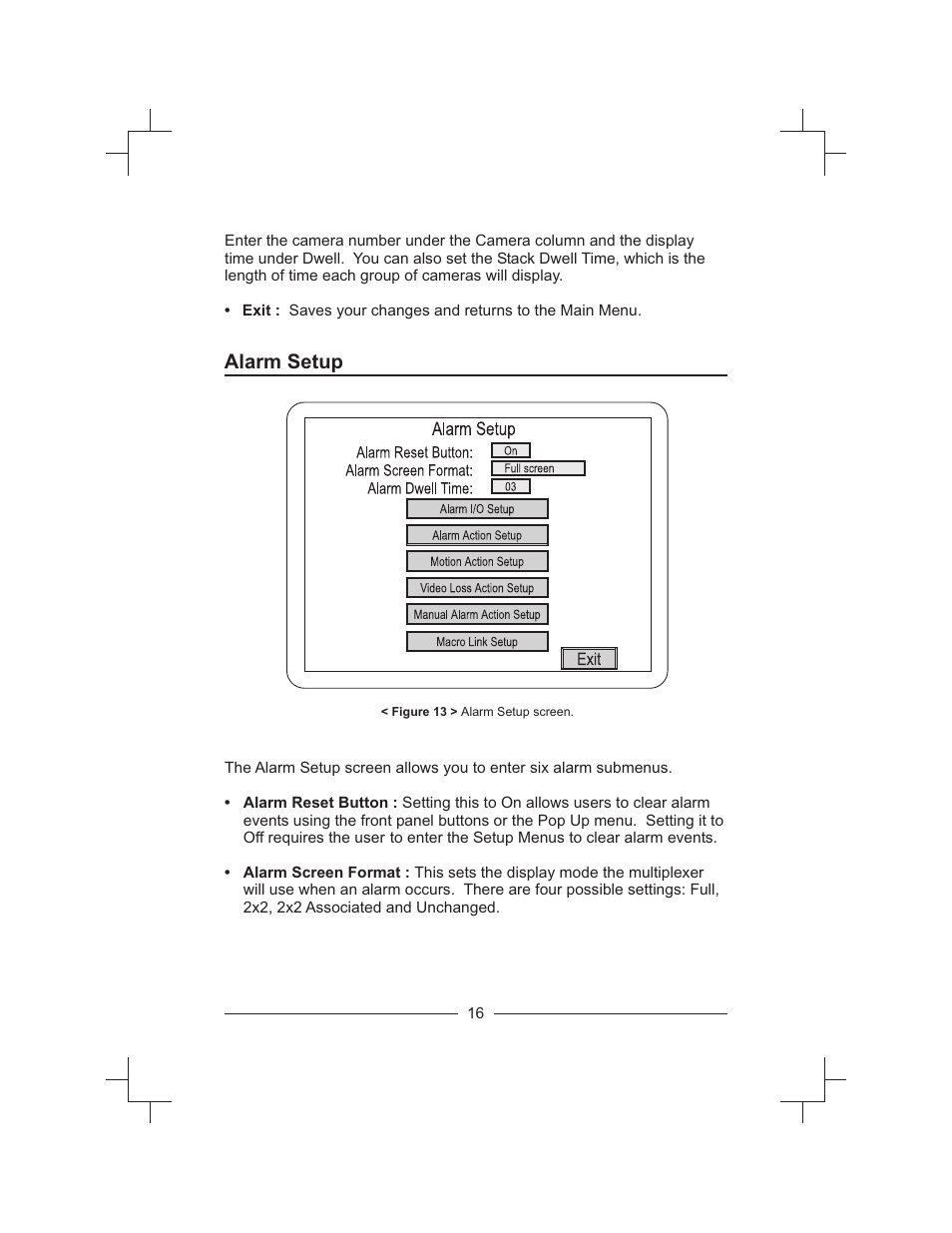 Alarm setup | Honeywell HXMT9 / HXMT9X User Manual | Page 30 / 102