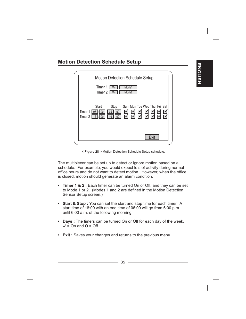 Motion detection schedule setup | Honeywell HXMT9 / HXMT9X User Manual | Page 49 / 102