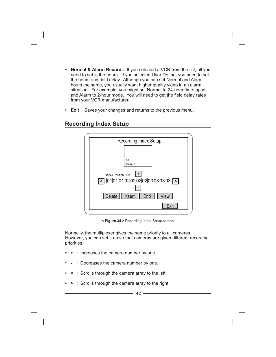 Recording index setup | Honeywell HXMT9 / HXMT9X User Manual | Page 56 / 102