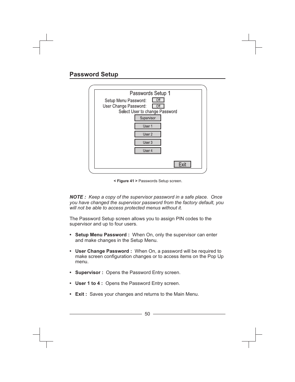 Password setup | Honeywell HXMT9 / HXMT9X User Manual | Page 64 / 102