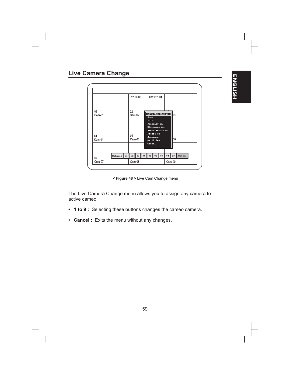 Live camera change | Honeywell HXMT9 / HXMT9X User Manual | Page 73 / 102