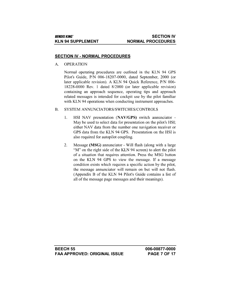 Honeywell BENDIX/KING KLN 94 User Manual | Page 122 / 156