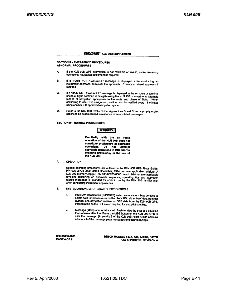Honeywell BEDIX/KING GPS RNAV User Manual | Page 103 / 152