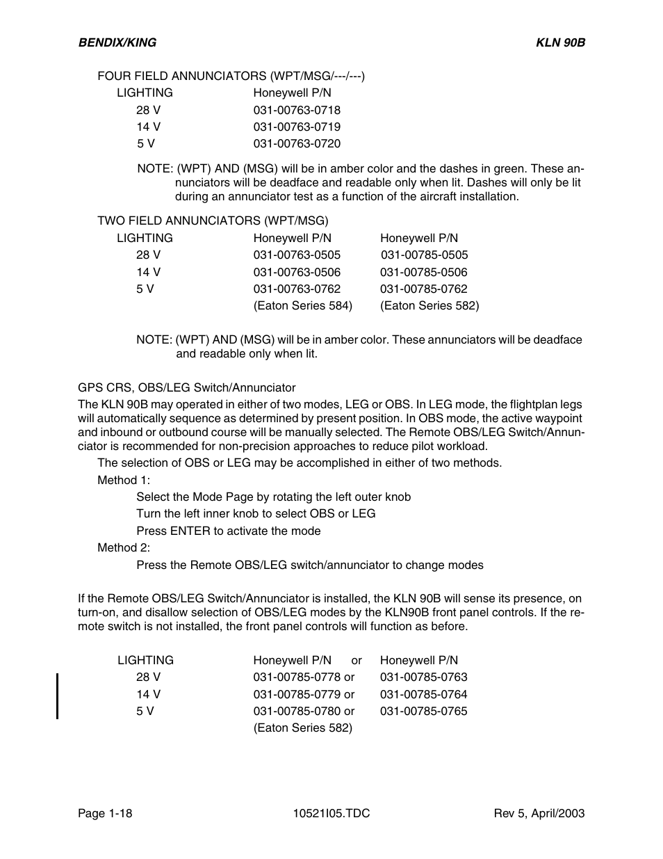 Honeywell BEDIX/KING GPS RNAV User Manual | Page 24 / 152