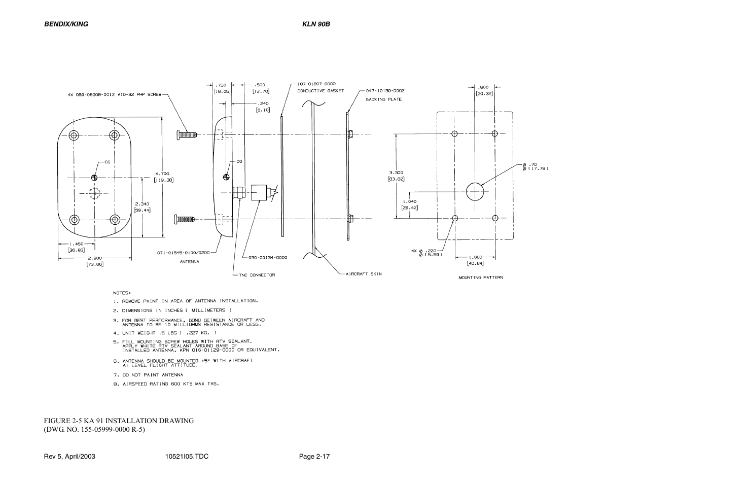 5 ka 91 installation drawing, Figure 2-5 | Honeywell BEDIX/KING GPS RNAV User Manual | Page 43 / 152