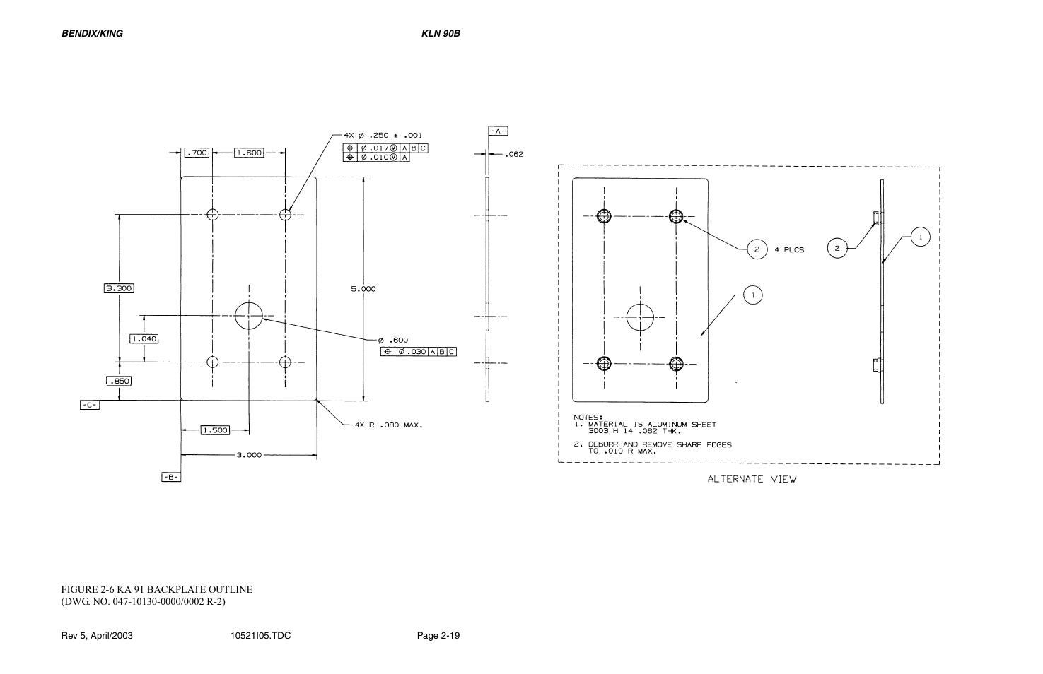 6 ka 91 backplate drawing | Honeywell BEDIX/KING GPS RNAV User Manual | Page 44 / 152