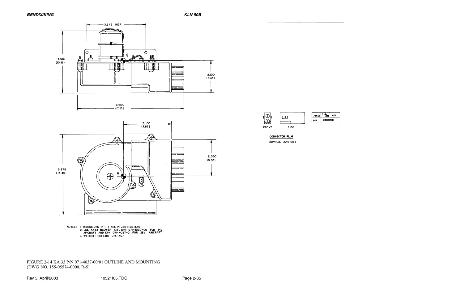 14 ka 33 p/n 071-4037-00/01 installation drawing | Honeywell BEDIX/KING GPS RNAV User Manual | Page 55 / 152