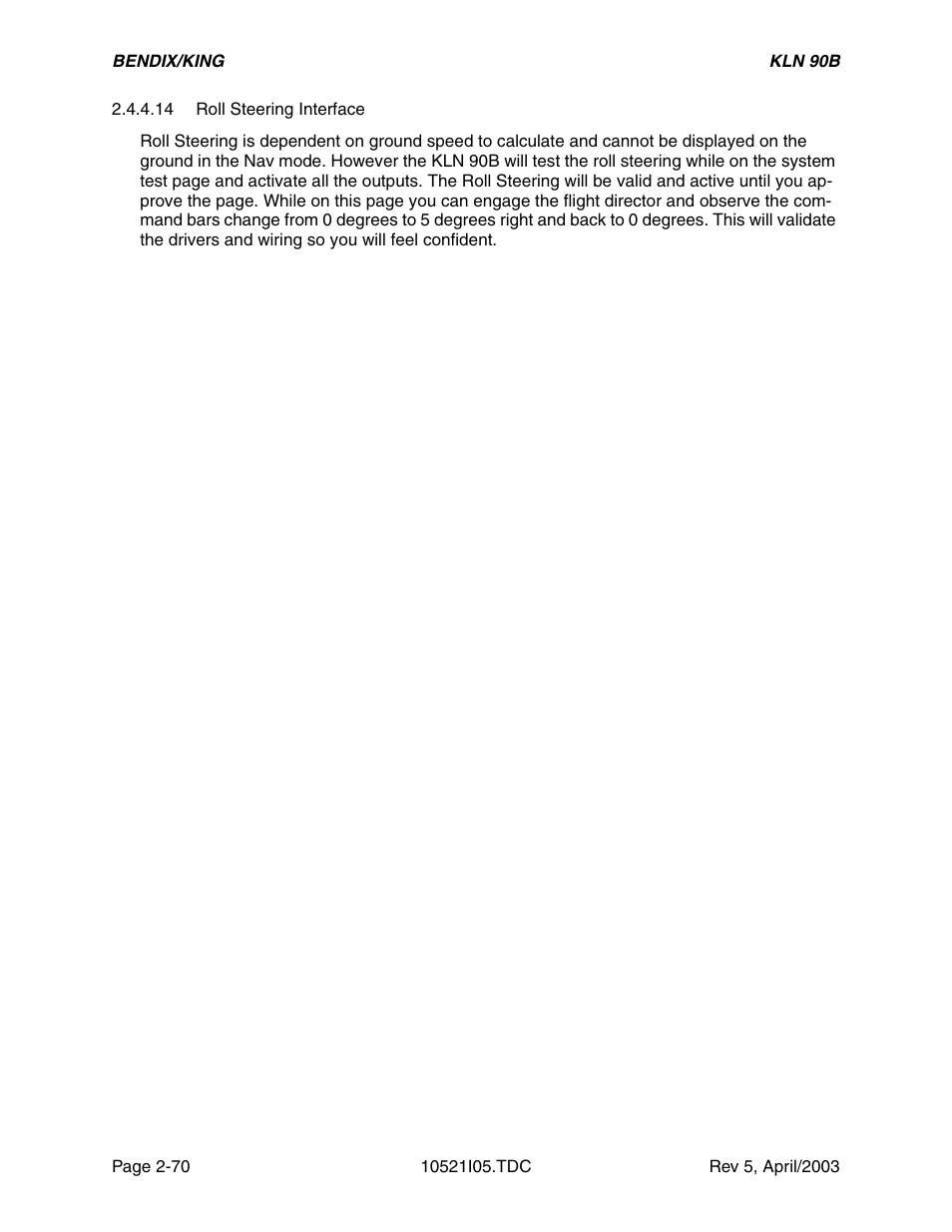 14 roll steering interface | Honeywell BEDIX/KING GPS RNAV User Manual | Page 76 / 152