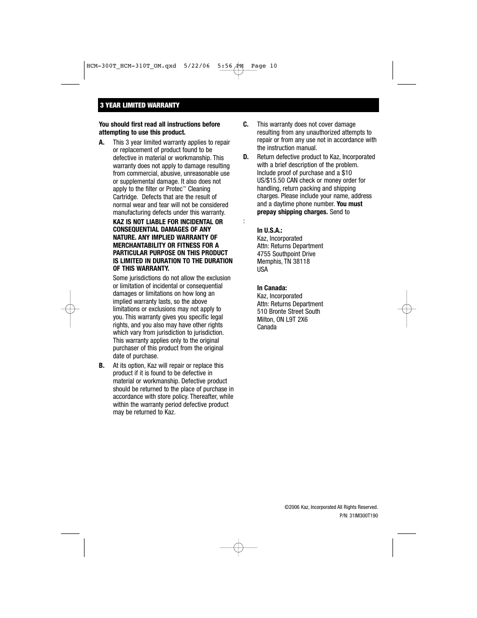 Honeywell HCM-310T User Manual | Page 10 / 32