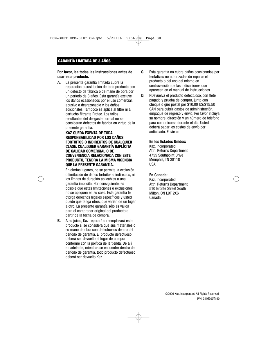 Honeywell HCM-310T User Manual | Page 30 / 32