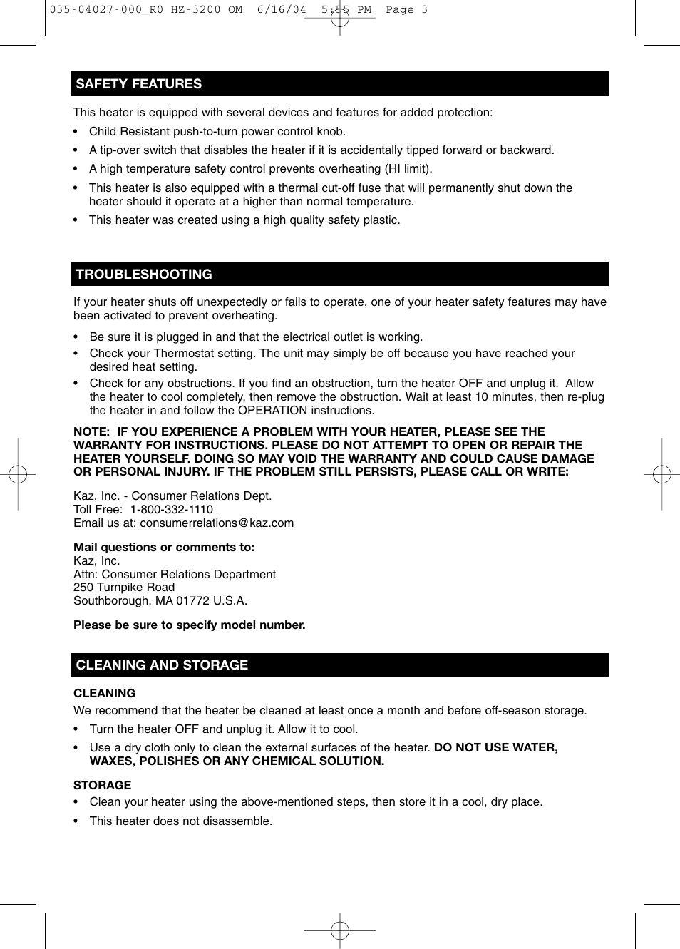 Honeywell HZ-3200 User Manual | Page 3 / 12