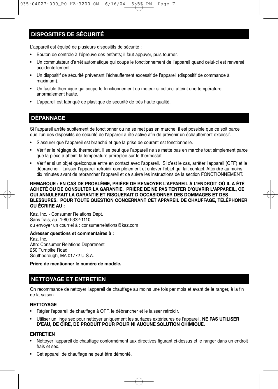 Honeywell HZ-3200 User Manual | Page 7 / 12
