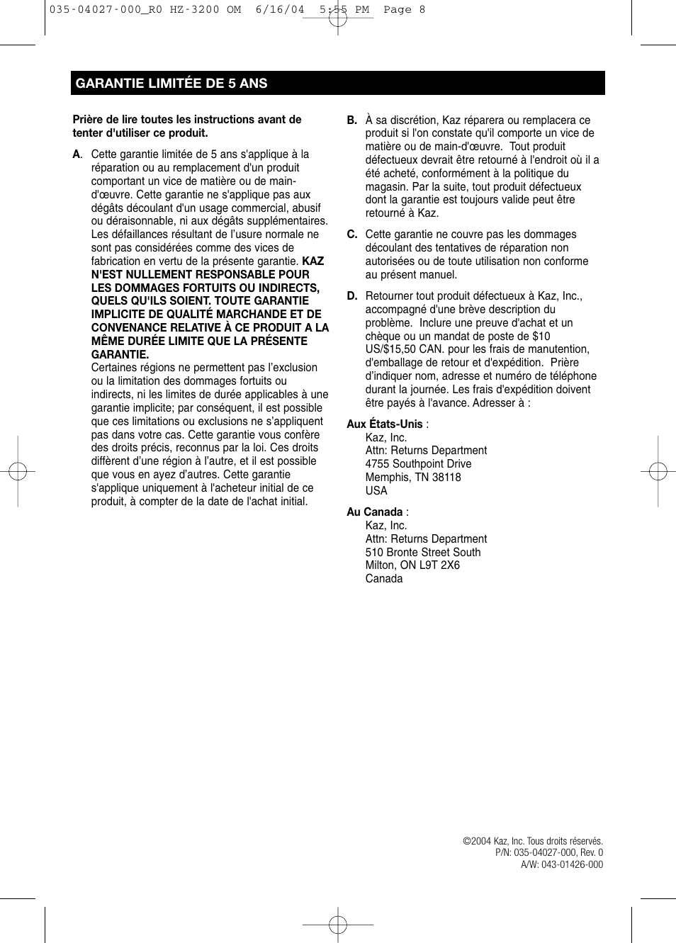 Honeywell HZ-3200 User Manual | Page 8 / 12