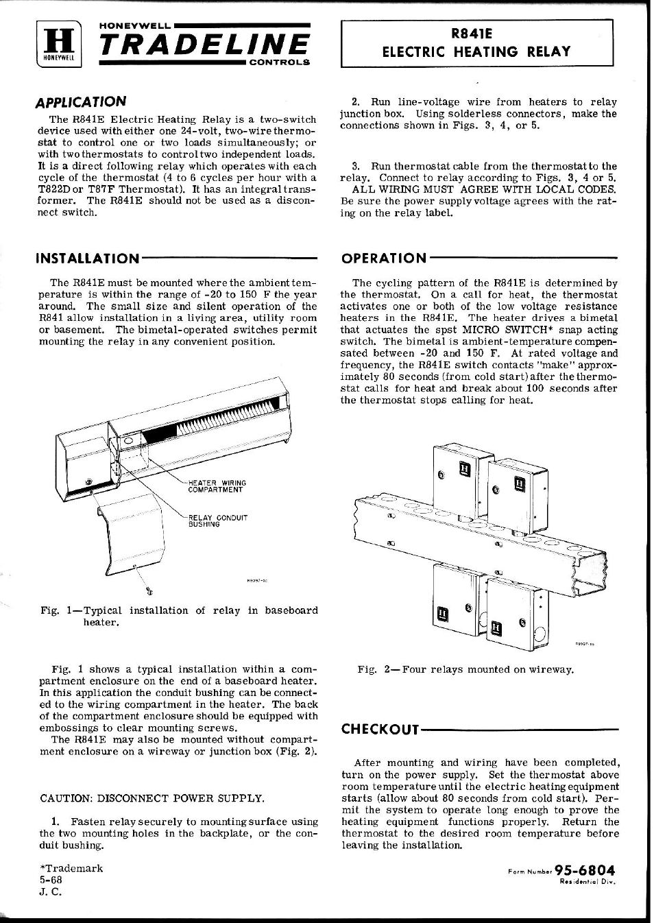 Honeywell R841E User Manual | 2 pages