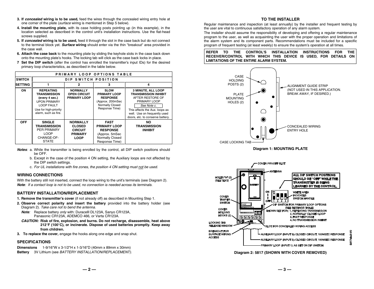 Honeywell ADEMCO 5817 User Manual | Page 2 / 2