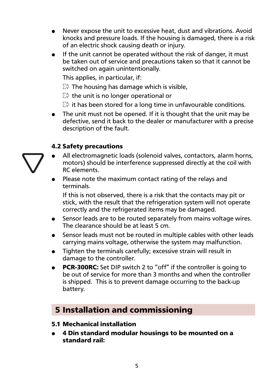 5 installation and commissioning | Honeywell ELECTRONIC REFRIGERATION CONTROL PCR-300 User Manual | Page 5 / 20