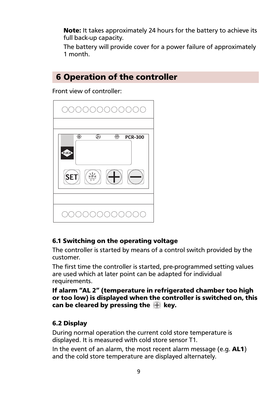 6 operation of the controller | Honeywell ELECTRONIC REFRIGERATION CONTROL PCR-300 User Manual | Page 9 / 20