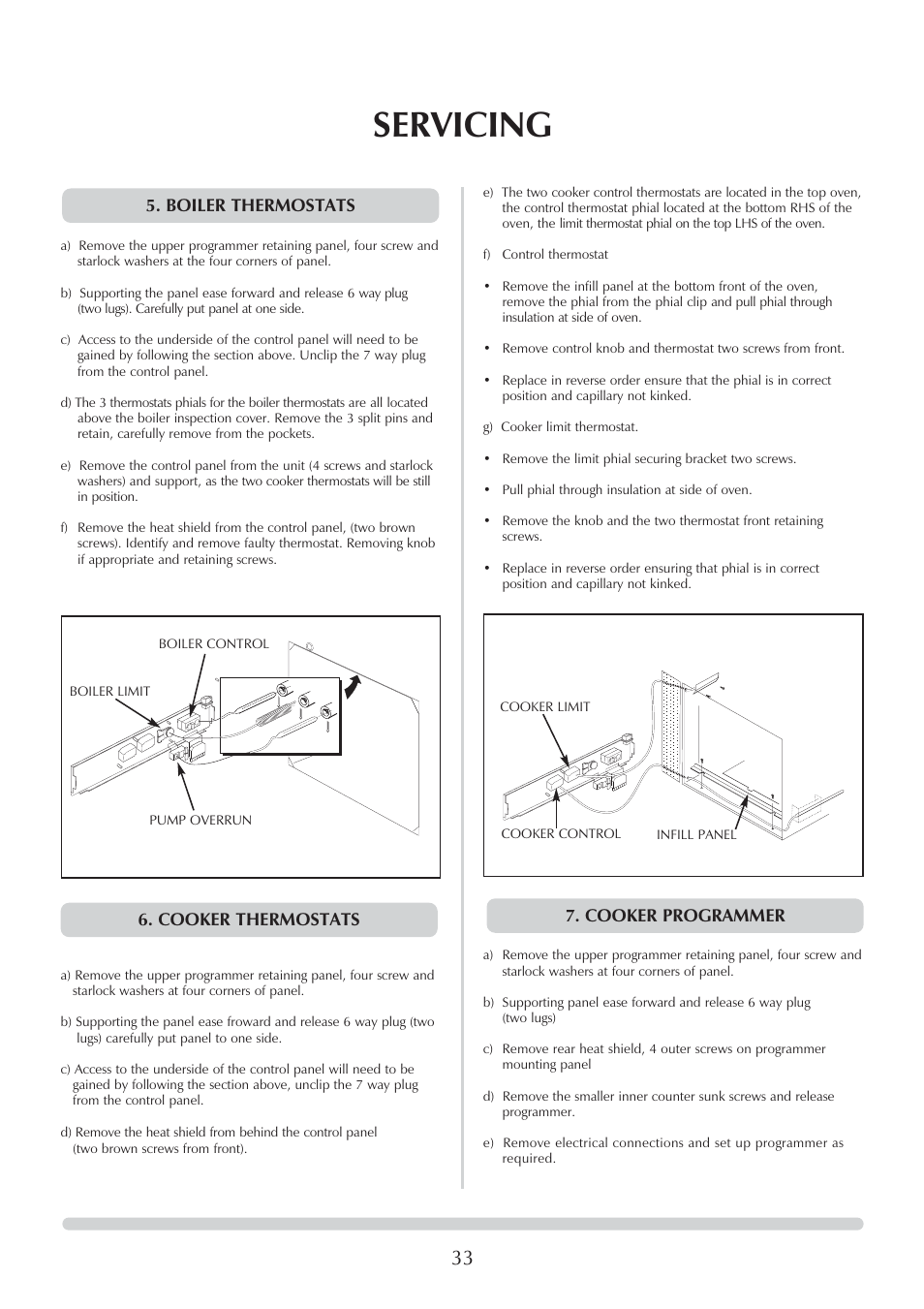 Servicing | Honeywell Central Heating Cooker Natural Gas User Manual | Page 33 / 44