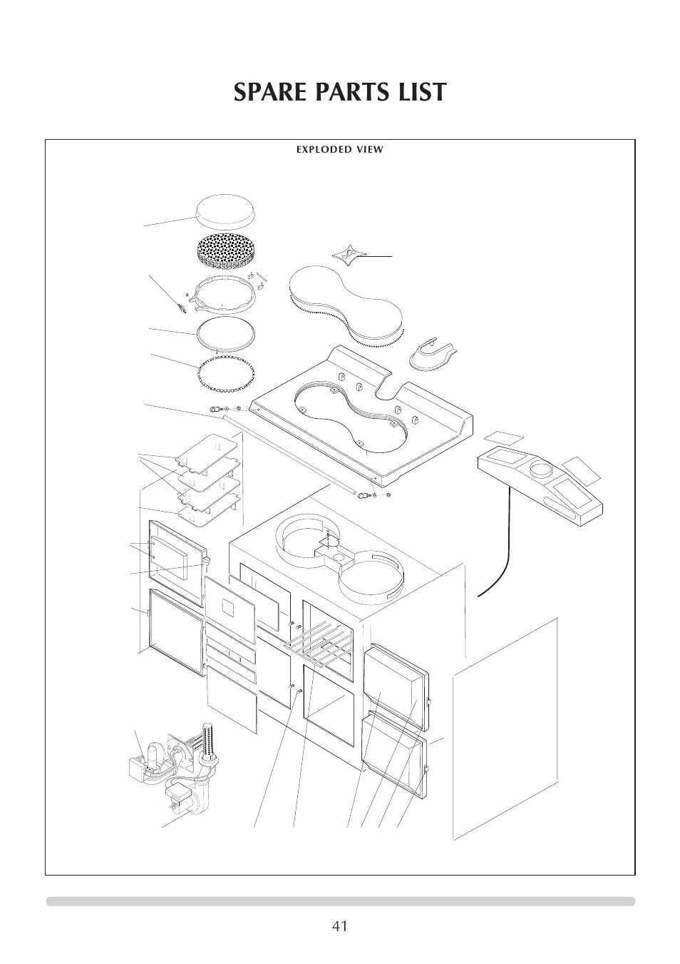 Spare parts list | Honeywell Central Heating Cooker Natural Gas User Manual | Page 41 / 44