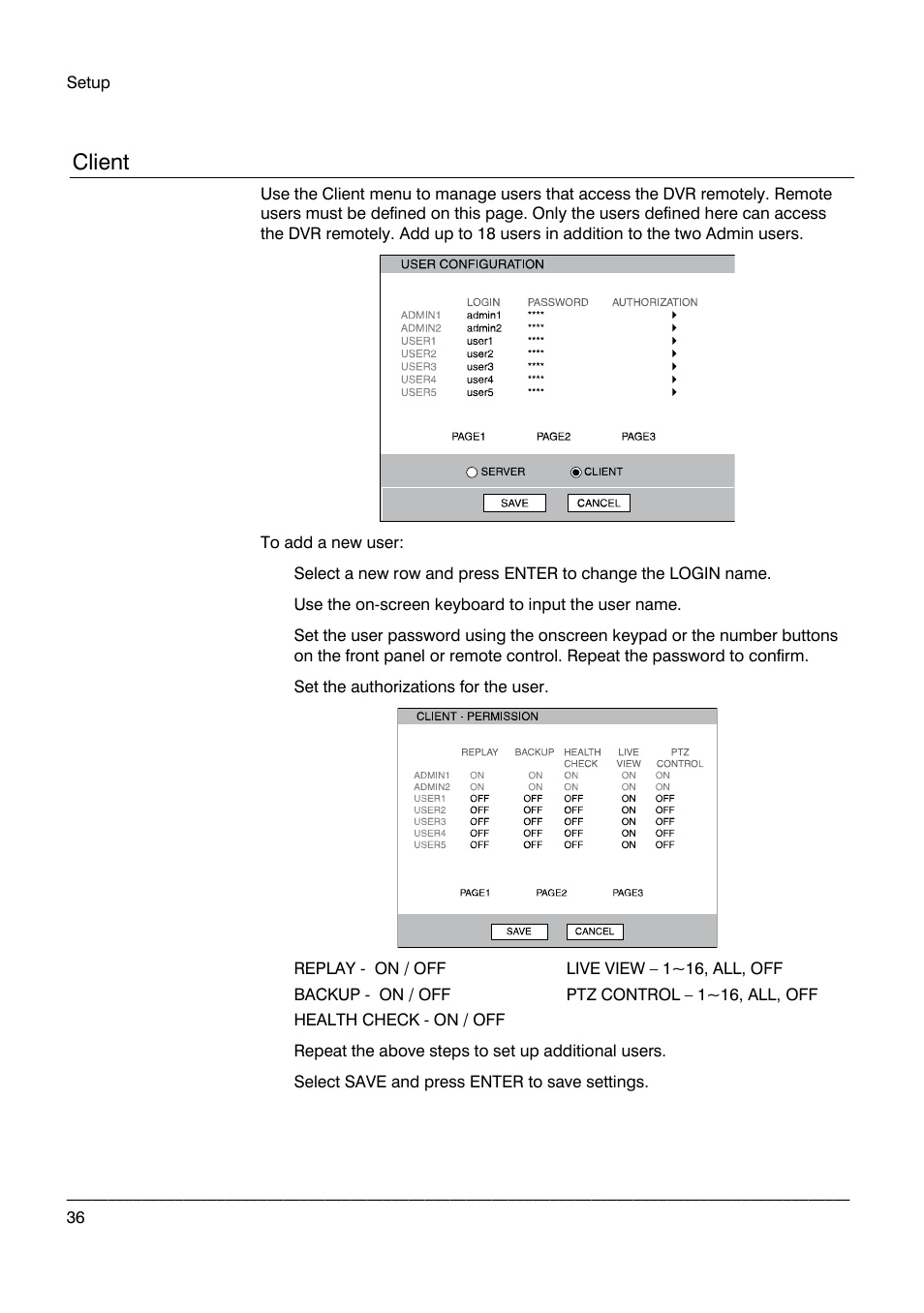 Client | Honeywell HRDPX User Manual | Page 36 / 104