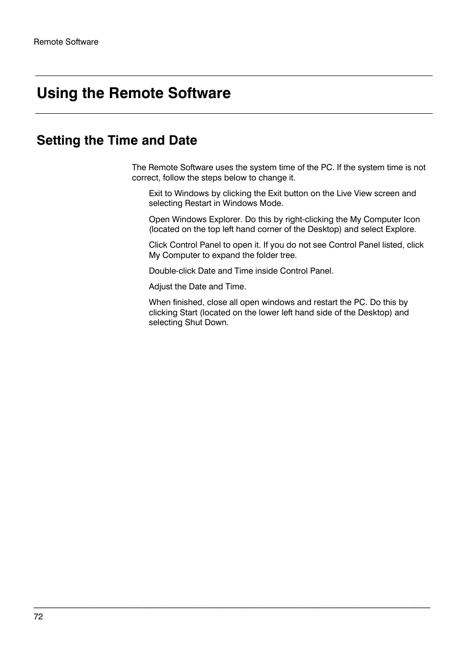 Using the remote software, Setting the time and date | Honeywell HRDPX User Manual | Page 72 / 104