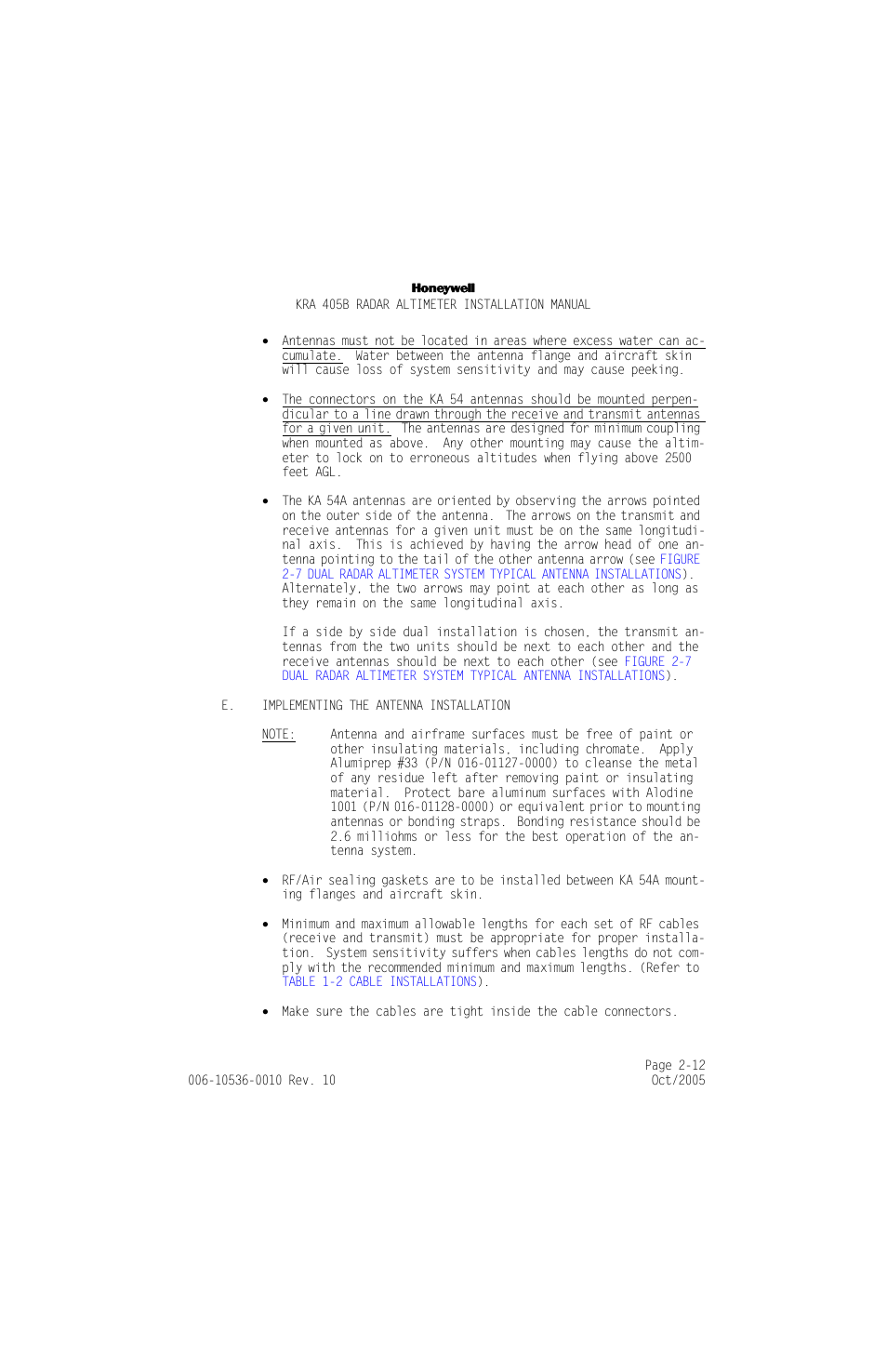 E. implementing the antenna installation, E. implementing the antenna installation -12 | Honeywell KA 54 User Manual | Page 38 / 77