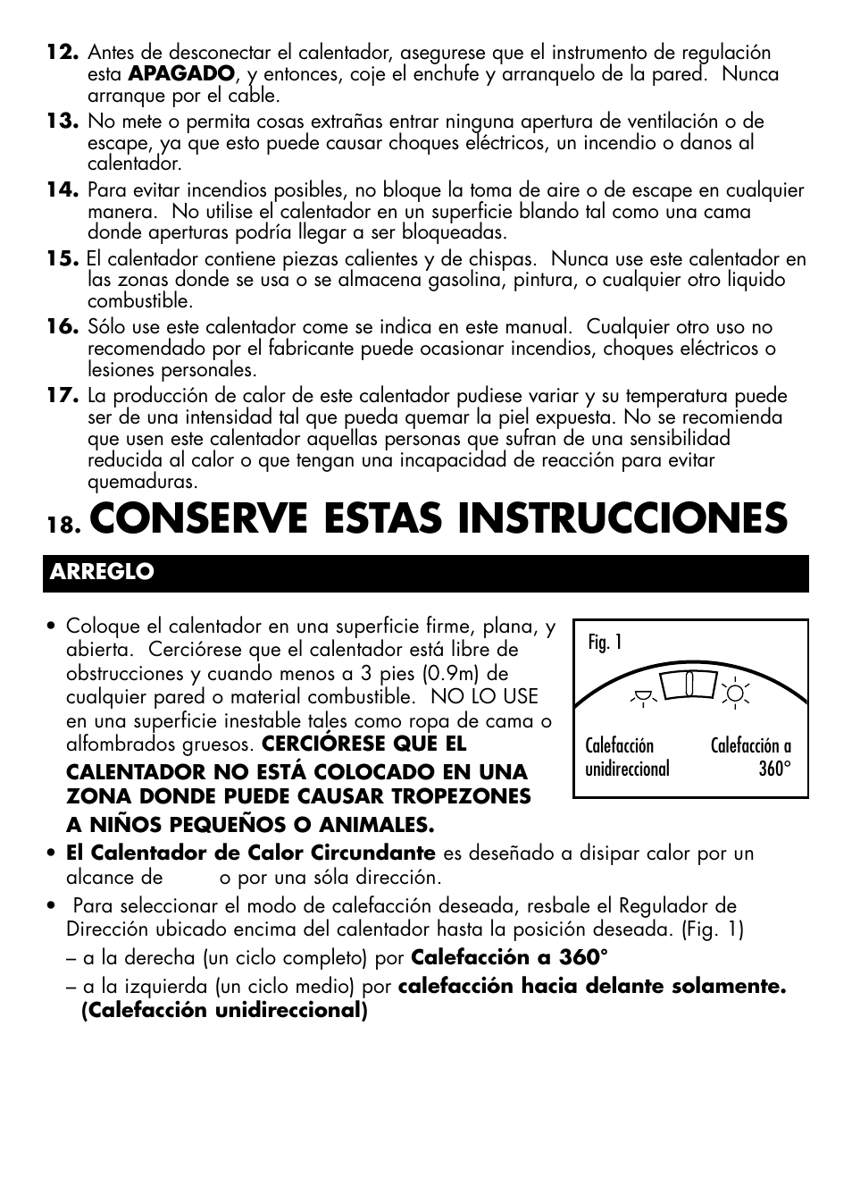 Conserve estas instrucciones | Honeywell HZ-2204 User Manual | Page 17 / 21