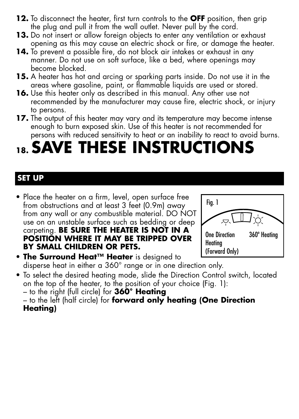 Save these instructions | Honeywell HZ-2204 User Manual | Page 3 / 21