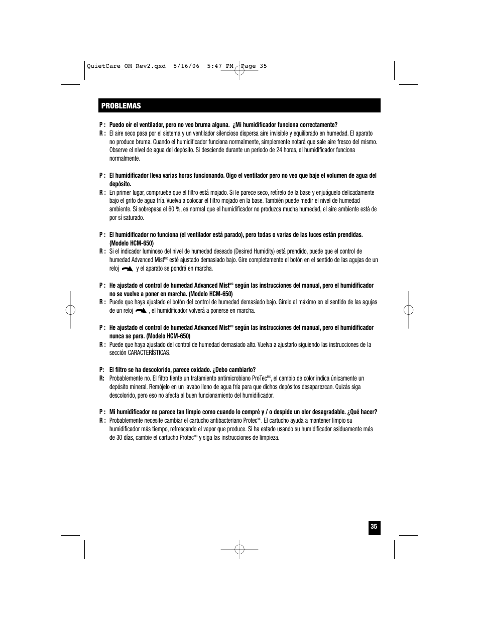 Honeywell HCM-635 User Manual | Page 35 / 36