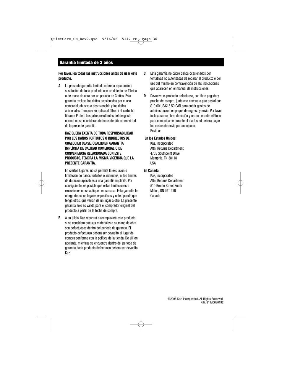 Honeywell HCM-635 User Manual | Page 36 / 36