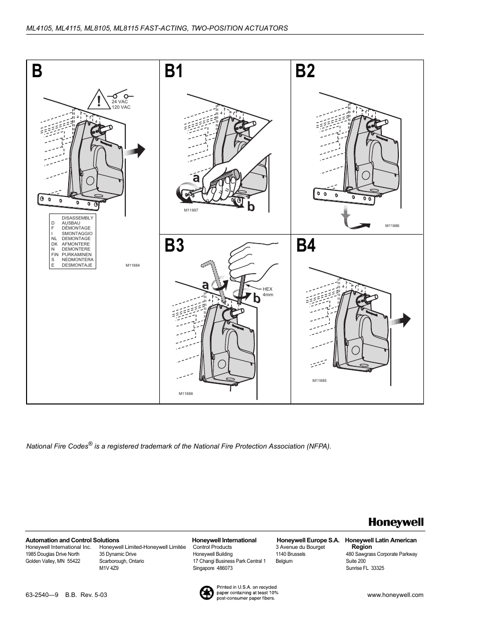 Bb1 b2 b4 b3 | Honeywell ML4105 User Manual | Page 8 / 8