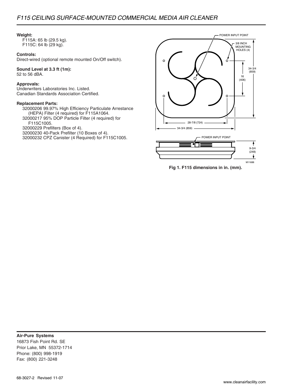 Honeywell F115 User Manual | Page 2 / 2
