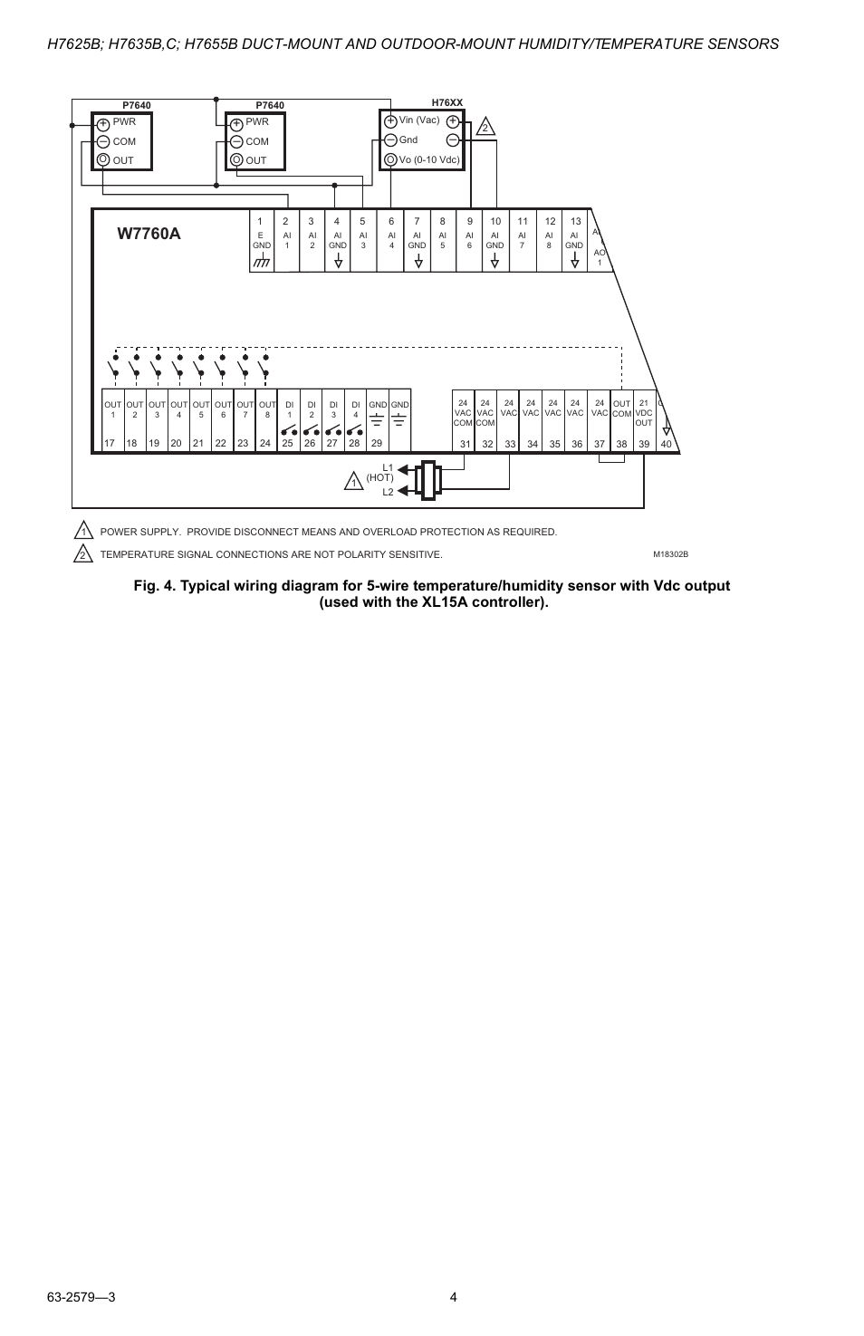 W7760a | Honeywell DUCT-MOUNT AND OUTDOOR-MOUNT H7625B User Manual | Page 4 / 8