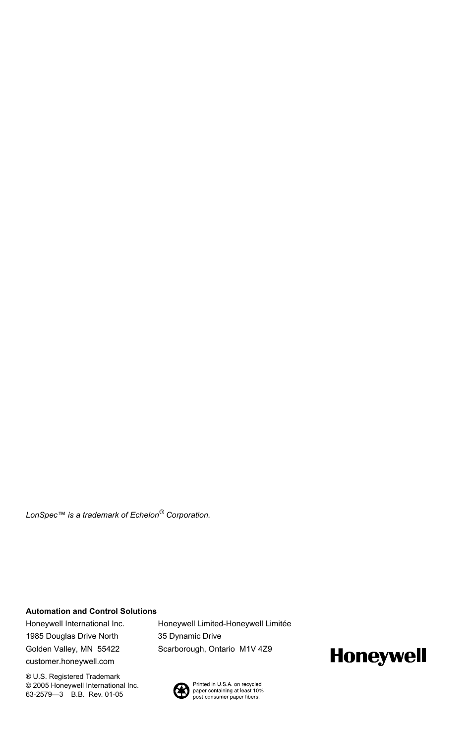 Honeywell DUCT-MOUNT AND OUTDOOR-MOUNT H7625B User Manual | Page 8 / 8
