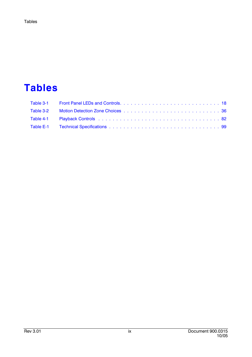Tables | Honeywell HRHD 410 User Manual | Page 13 / 126