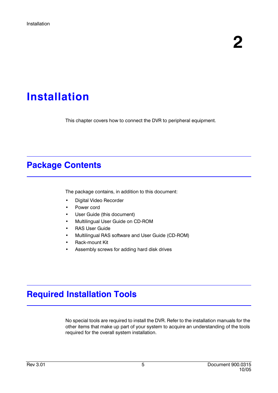 Installation 2, Package contents, Required installation tools | Installation, Package contents required installation tools, Chapter 2, installation | Honeywell HRHD 410 User Manual | Page 23 / 126