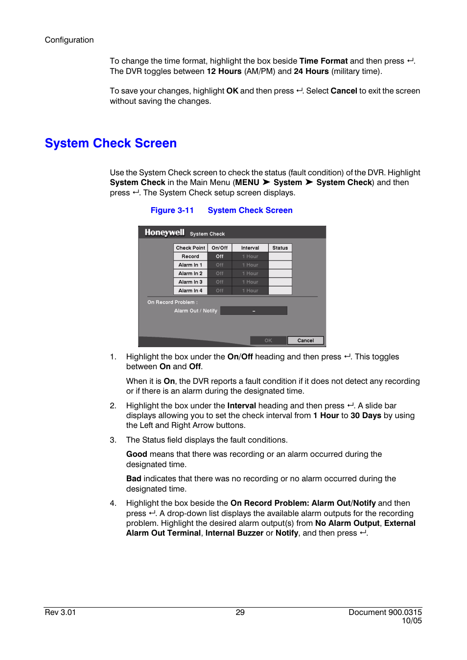 System check screen, Figure 3-11 | Honeywell HRHD 410 User Manual | Page 47 / 126