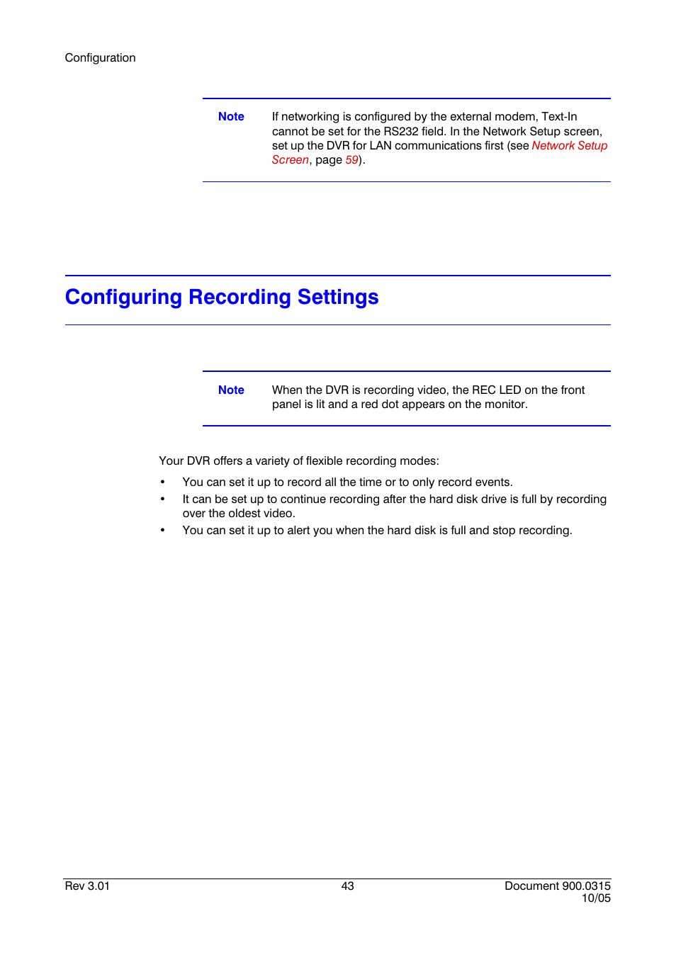Configuring recording settings | Honeywell HRHD 410 User Manual | Page 61 / 126
