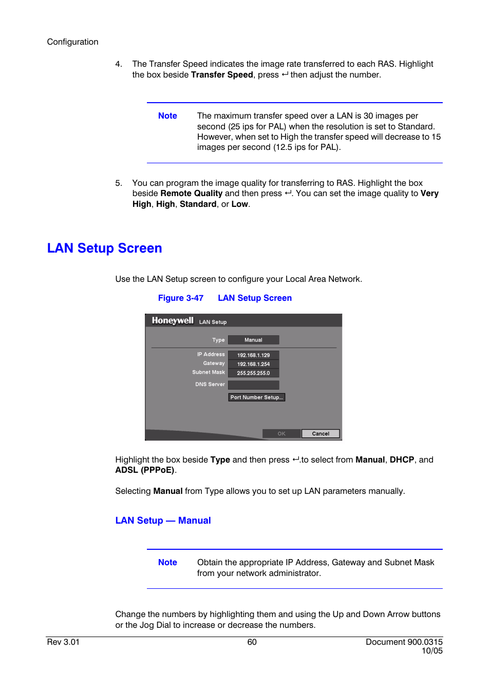 Lan setup screen, Figure 3-47 | Honeywell HRHD 410 User Manual | Page 78 / 126
