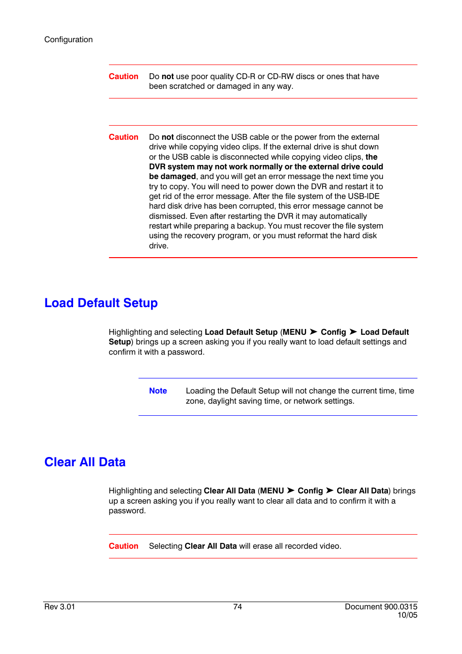Load default setup, Clear all data, Load default setup clear all data | Honeywell HRHD 410 User Manual | Page 92 / 126