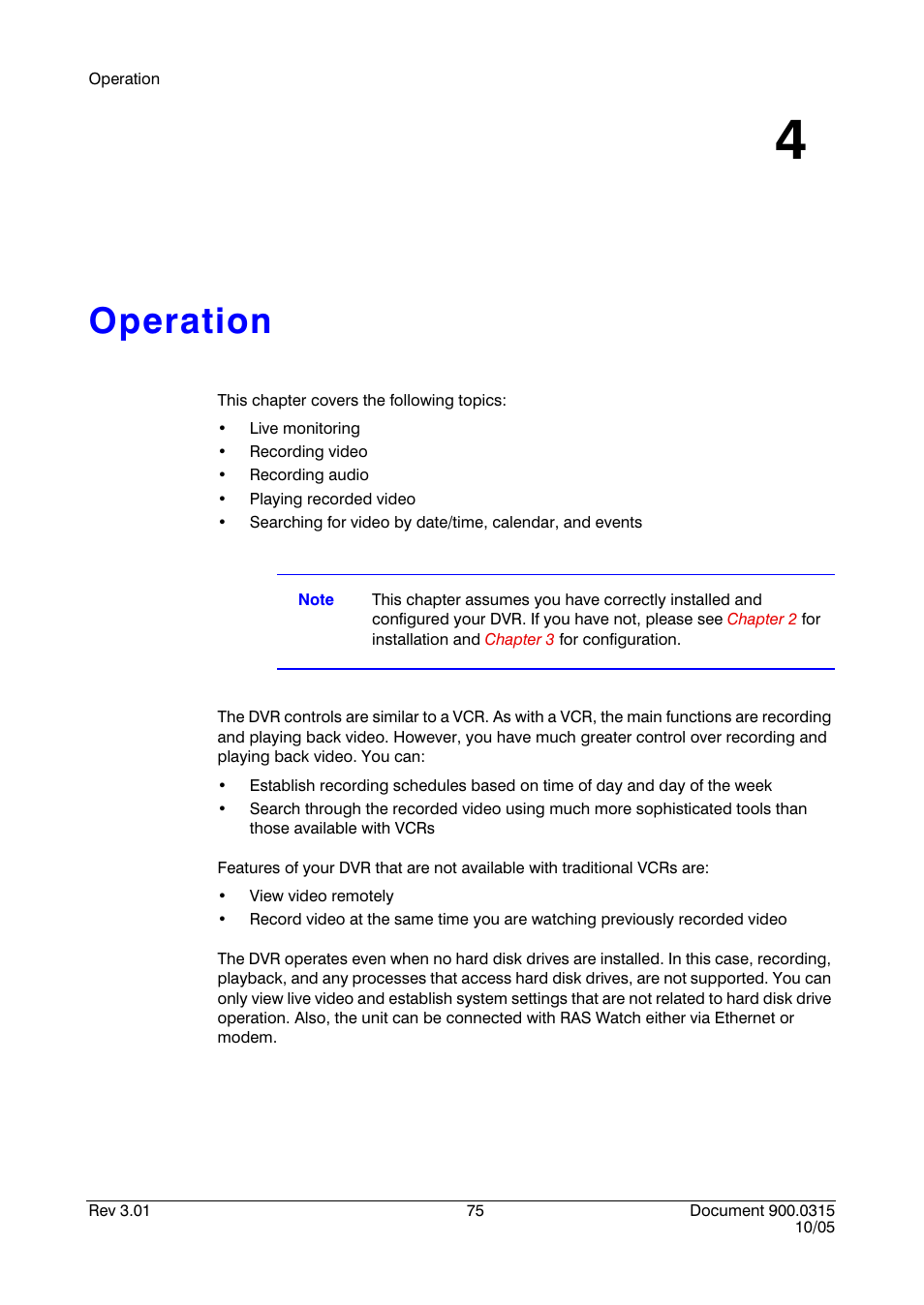 Operation 4, Operation, Chapter 4, operation | Chapter 4 | Honeywell HRHD 410 User Manual | Page 93 / 126