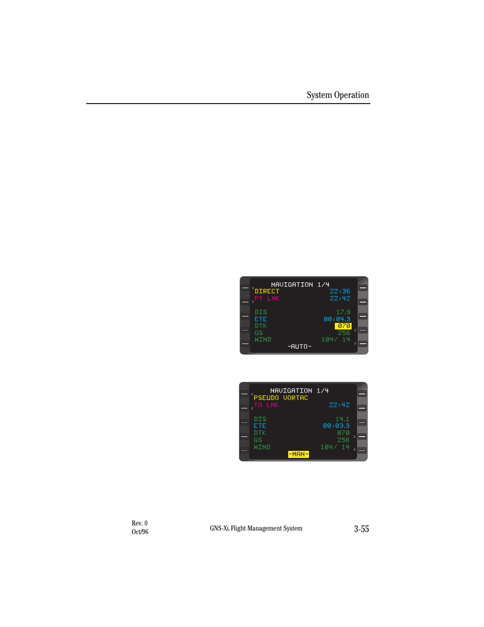 Pseudo-vortac (selected course), System operation 3-55 | Honeywell GNS-XL User Manual | Page 173 / 353