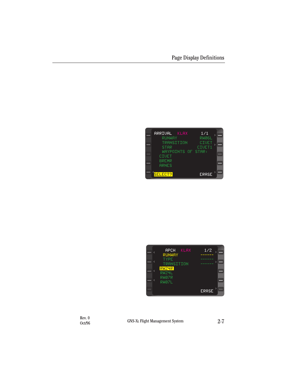 Page display definitions 2-7 | Honeywell GNS-XL User Manual | Page 38 / 353