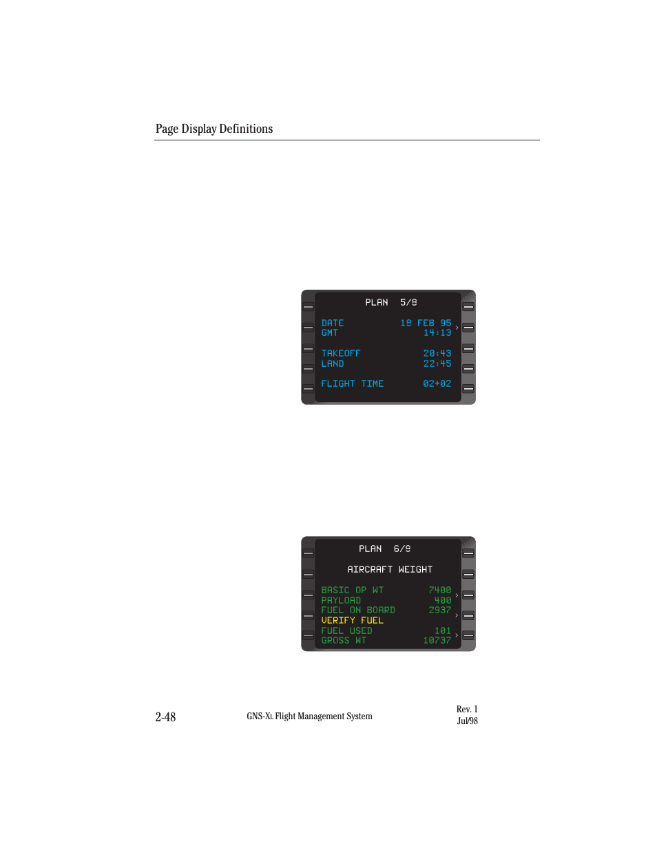 Page display definitions 2-48 | Honeywell GNS-XL User Manual | Page 79 / 353