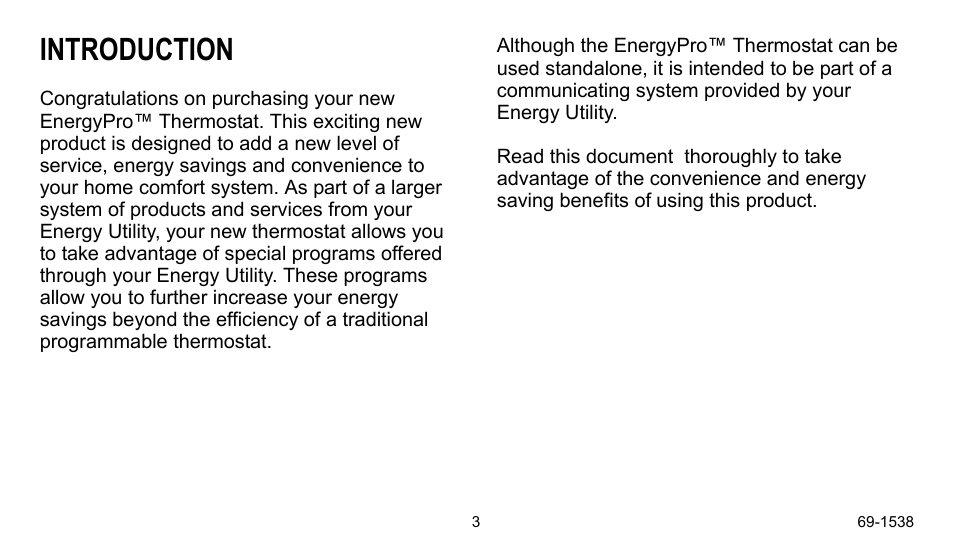 Introduction | Honeywell ENERGYPRO T8665D User Manual | Page 3 / 52